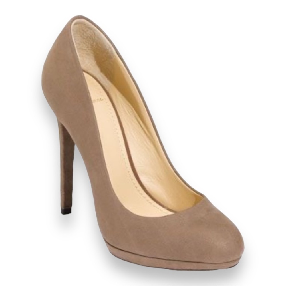 Brian Atwood Fredrique Nude Tan Shimmer Leather Stiletto Heels